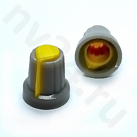 Ручка резистора внутр. D=6mm серо-желтые №2Ж 